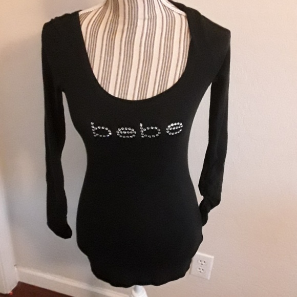 bebe Tops Y2k Bebe Black Open Back Rhinestone Top Poshmark